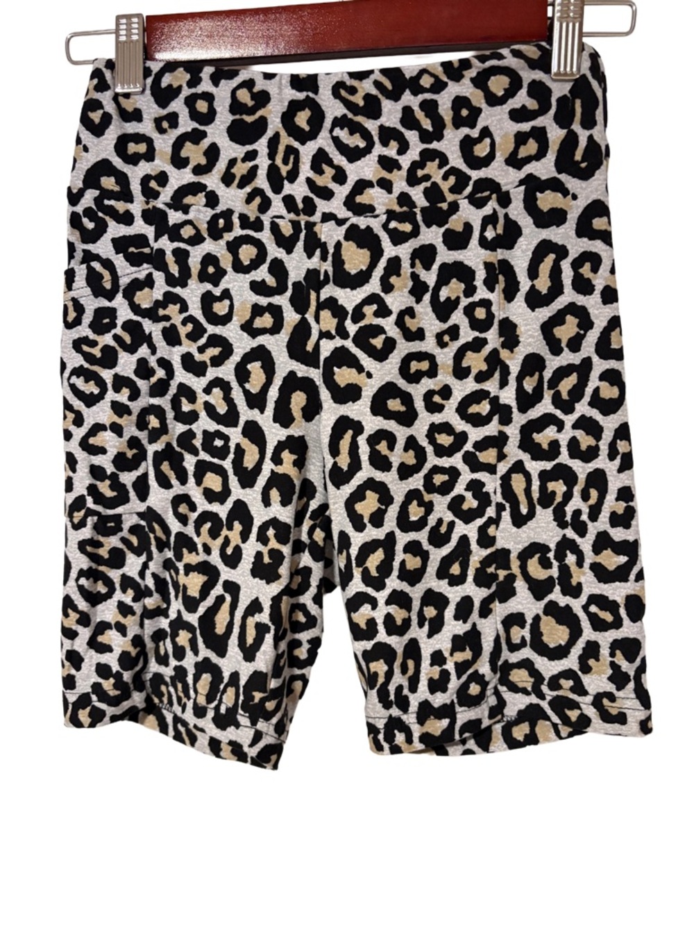 No Boundaries Leopard Print Biker Shorts - Black, Tan & Gray 3/5